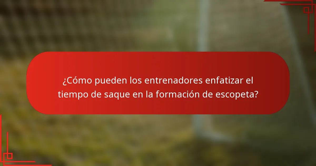¿Cómo pueden los entrenadores enfatizar el tiempo de saque en la formación de escopeta?