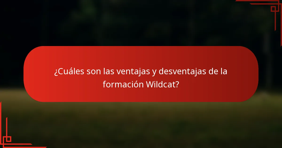 ¿Cuáles son las ventajas y desventajas de la formación Wildcat?