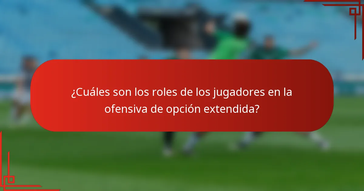 ¿Cuáles son los roles de los jugadores en la ofensiva de opción extendida?